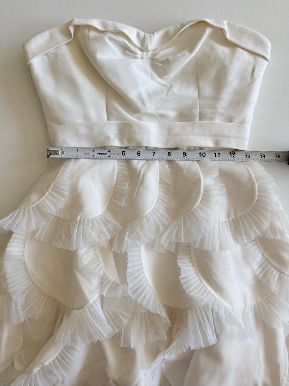 BCBG Max Azria white strapless sweetheart cocktail dress tiered ruffle bustier 4 - Picture 12 of 13